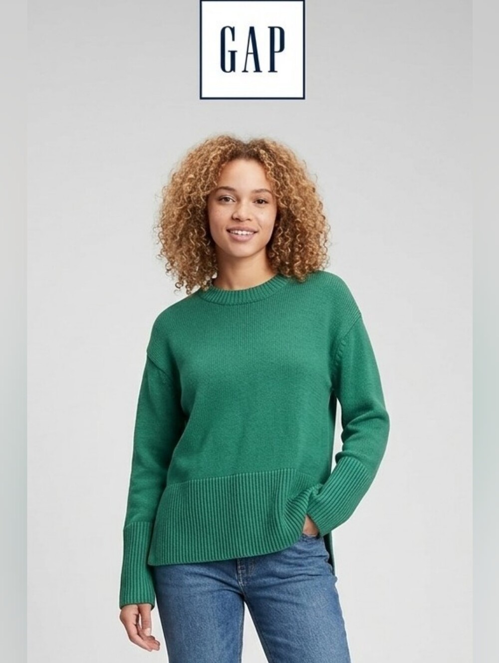 GAP Women's Kelly Green Crewneck Sweater Ptp 21,5''